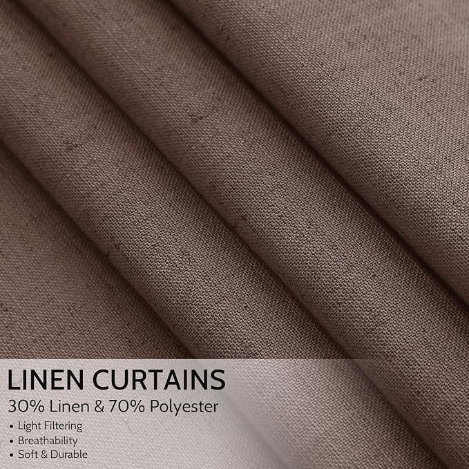 Cappuccino Linen Curtains 132 Inch Length - Image 4