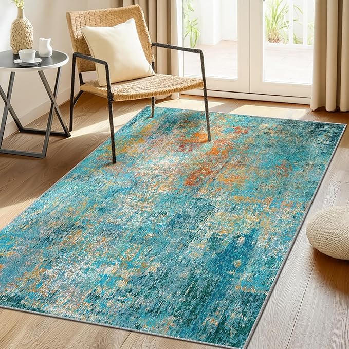 Washable Area Rugs 3'x5' Non-Slip Modern Abstract Soft by RELEANY