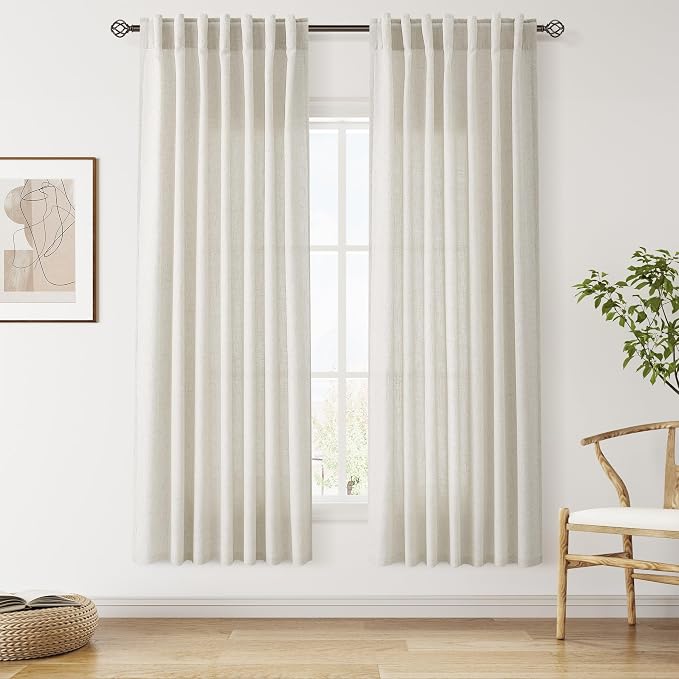 Nanspring Mousse White Linen Curtains by Nanspring