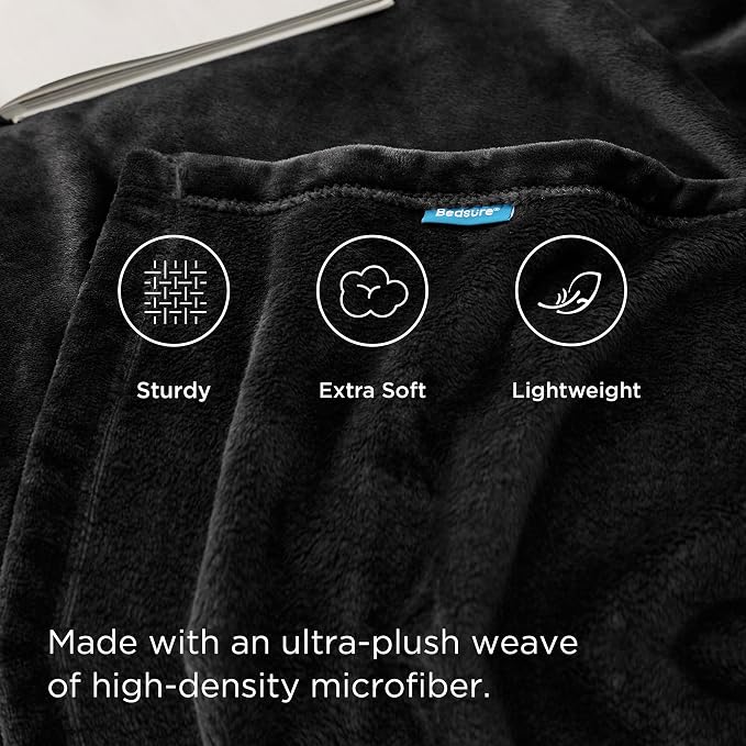 Bedsure GentleSoft Fleece Bed Blankets Large Size Black - Image 4