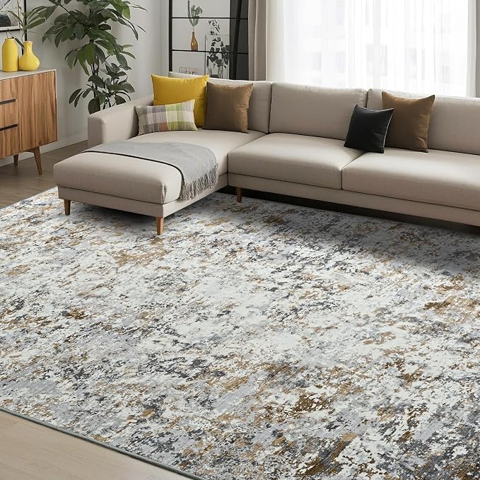 Toneed Abstract Area Rug Modern Washable Rug Soft Non Slip Rug Low Pile - Image 2