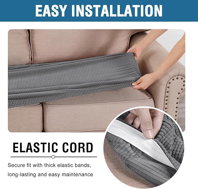 H.VERSAILTEX Super Stretch Individual Seat Cushion Covers, Thick Jacquard - Image 5