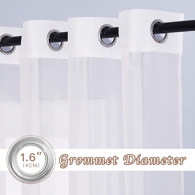 NICETOWN Ivory Sheer Curtains 72 inch Length - Image 2