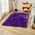 duduta Purple Faux Sheepskin Fur Rug 3x5 ft, Fluffy Shag Bedroom Dorm Nursery by duduta