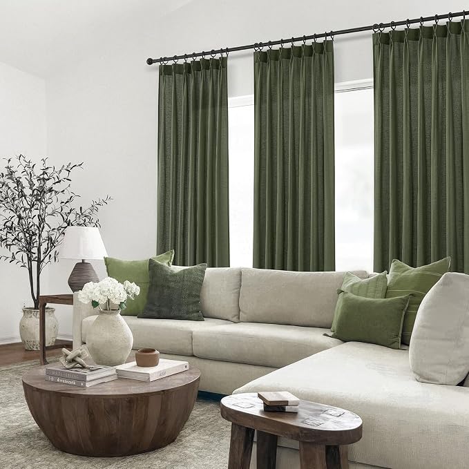 Olive Green Linen Curtains 84 Inches Long - Image 7