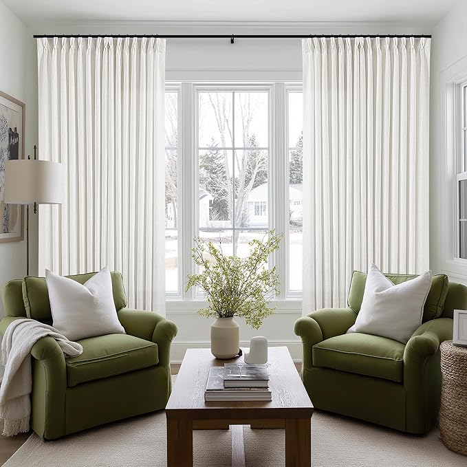 Beige White Pinch Pleated Extra Wide Curtain Panels 84 Inches Long 100 Wide | - Image 6