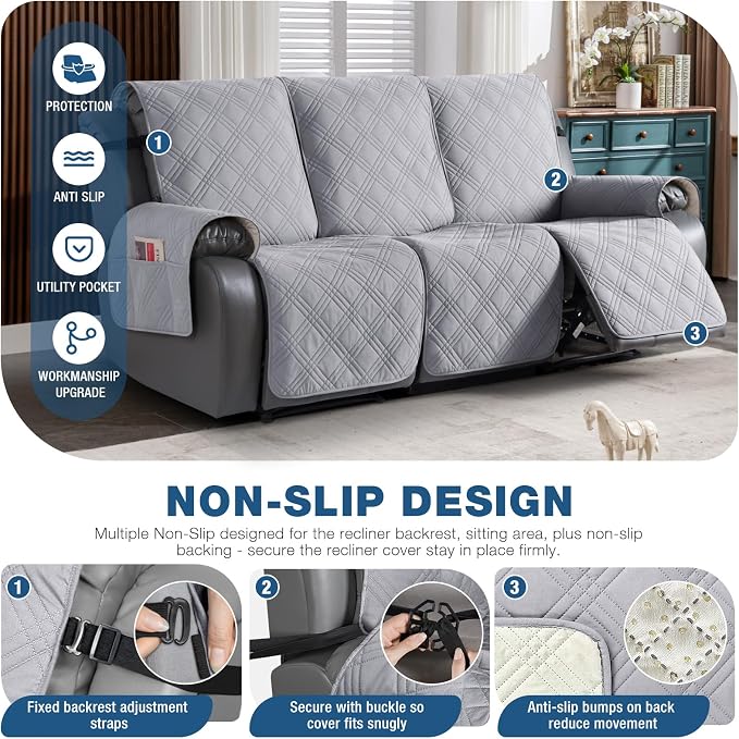 TAOCOCO 100% Waterproof Recliner Couch Cover, Non Slip Split Couch Covers - Image 4
