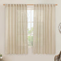 LAMIT Linen Curtains 63 Inch for Bedroom, Light Filtering Neutral Semi Sheer by LAMIT