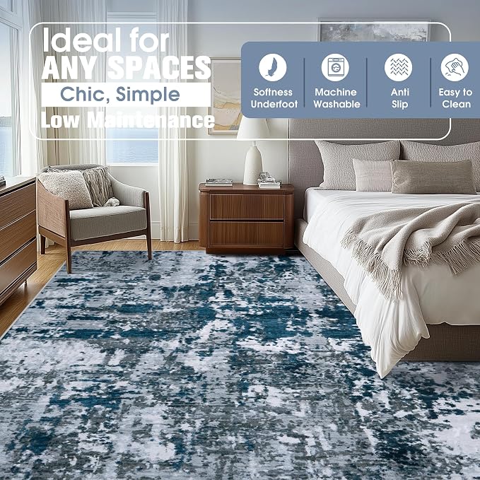 9x12 Area Rugs for Living Room Rug Washable: Abstract Large Rug for Dining Room - Image 9