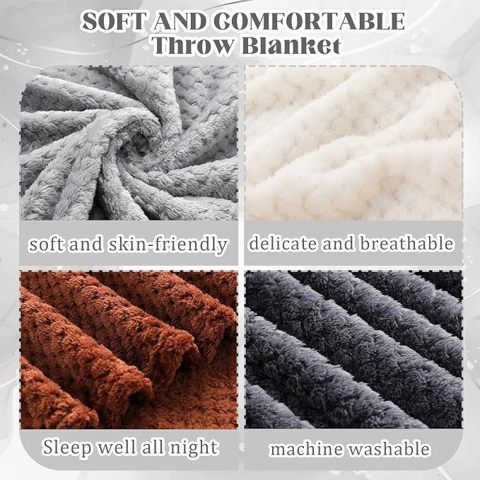 Newwiee 4 Pcs Flanne Fleece Throw Blanket - Image 3