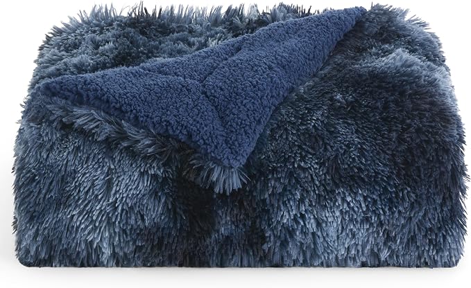 Bedsure GentleSoft Fluffy Navy Blue Throw Blanket, Tie Dye Blue Decor Navy Gifts - Image 7
