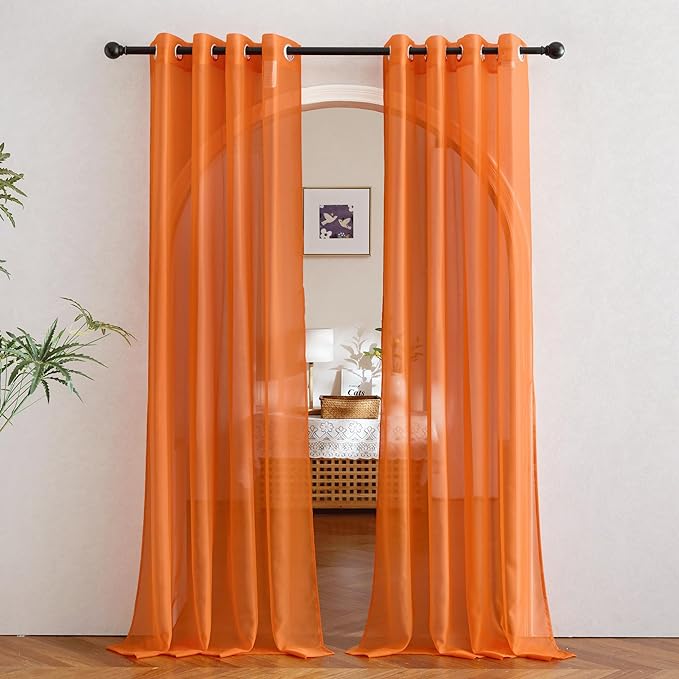 NICETOWN Orange Sheer Window Curtains by NICETOWN