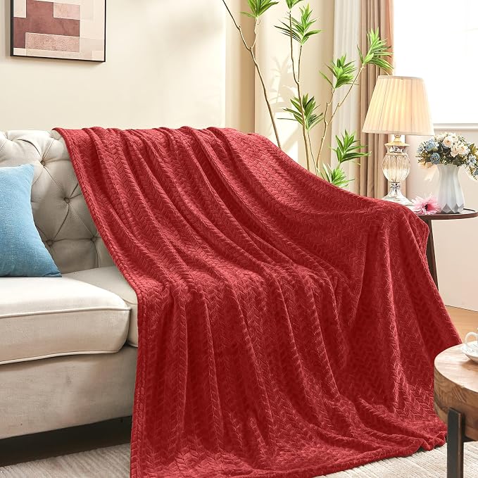 inhand Fleece Twin Blanket for Bed Ruby red Throw Blanket for Couch Super Soft - Image 3
