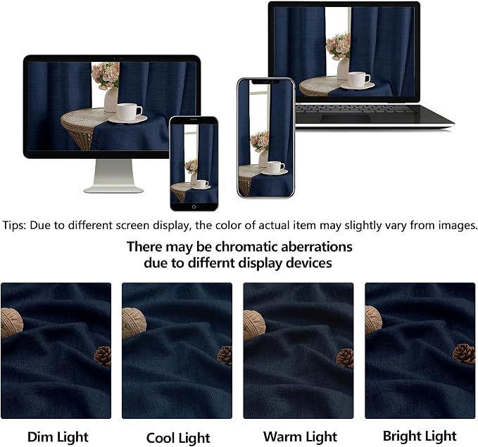 OWENIE Navy Blue Valances for Windows 1 Pcs 22 Inch Length, Light Filtering - Image 9