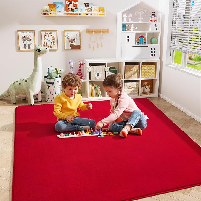 Amearea 4x4 Square Area Rugs for Bedroom Living Room, Modern Red Thickened - Image 6