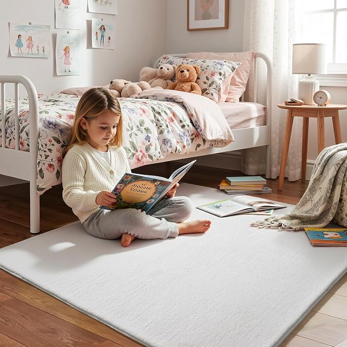 Amearea 4x4 Square Area Rugs for Bedroom Living Room, Modern White Thickened - Image 4