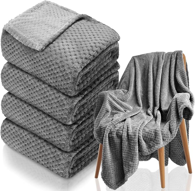 4 Pack Fleece Throw Blankets 50x60 Inches by Tewloss