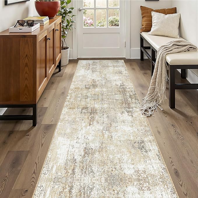 Washable Area Rugs 2'x10' Non-Slip Modern Abstract Soft by RELEANY
