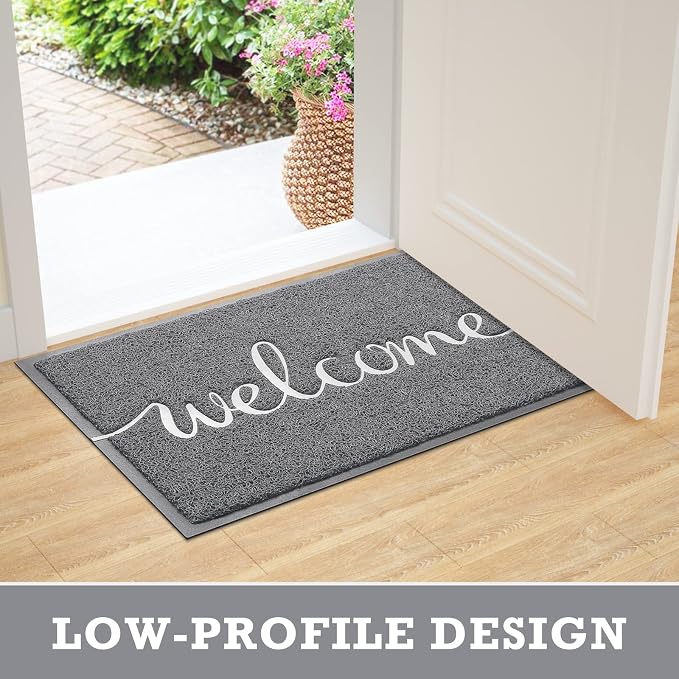 CozyBounty Grey Door Mat Welcome Mats Outdoor Indoor Non-Slip Doormat - Image 5