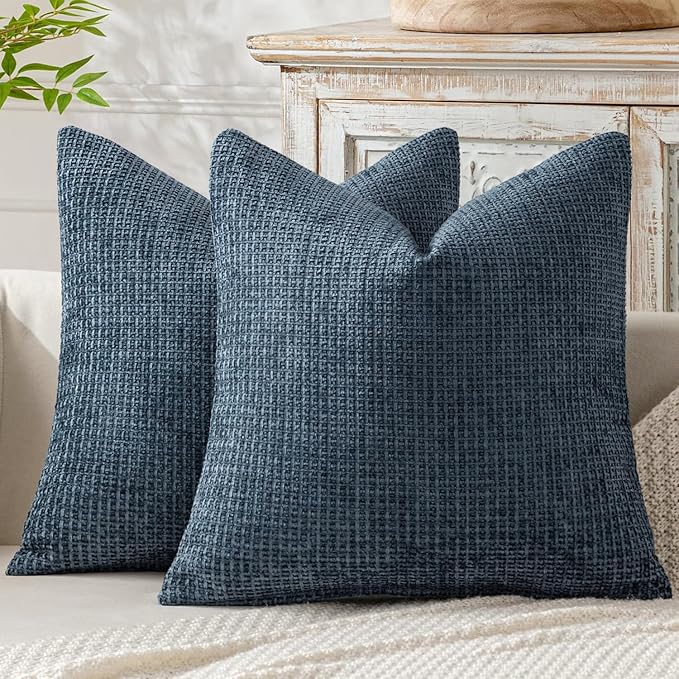 MIULEE Pack of 2 Couch Throw Pillow Covers 18x18 Inch Coastal Navy Blue Modern by MIULEE