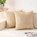 Pack of 2 Corduroy Decorative Throw Pillow Covers 18x18 InchSoft Boho Striped by Unknown