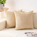 Pack of 2 Corduroy Decorative Throw Pillow Covers 16x16 Inch Soft Striped by Unknown