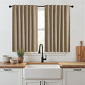 RYB HOME Burlap 100% Blackout Short Curtains 52 Width 45 inch Length, Light by RYBHOME