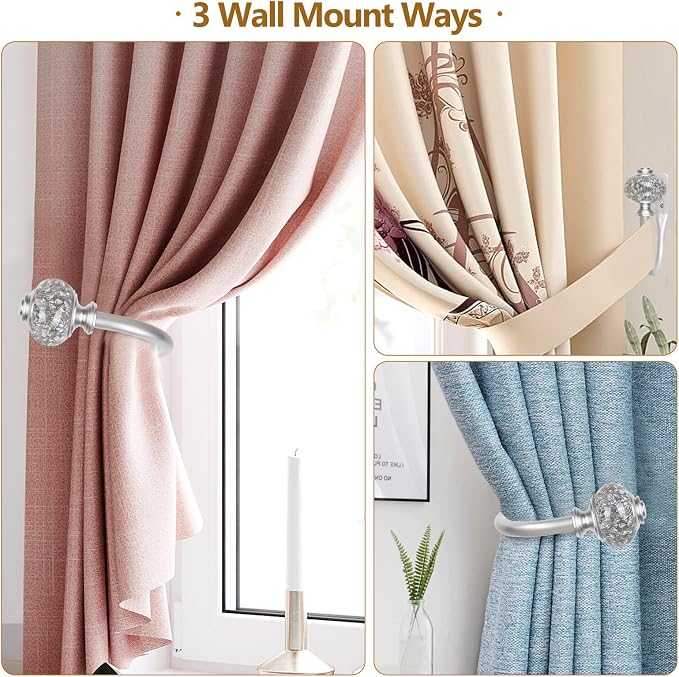 2 Pack Curtain Holdbacks, USFOOK Silver Decorative Window Drapery Tiebacks - Image 6