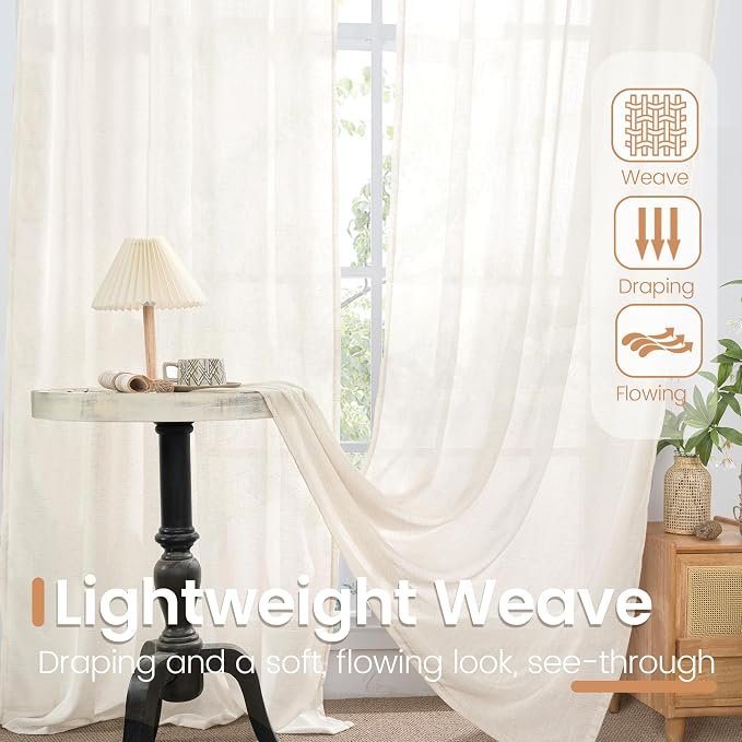 BGment Linen Curtains 40 Inch Length - Image 5