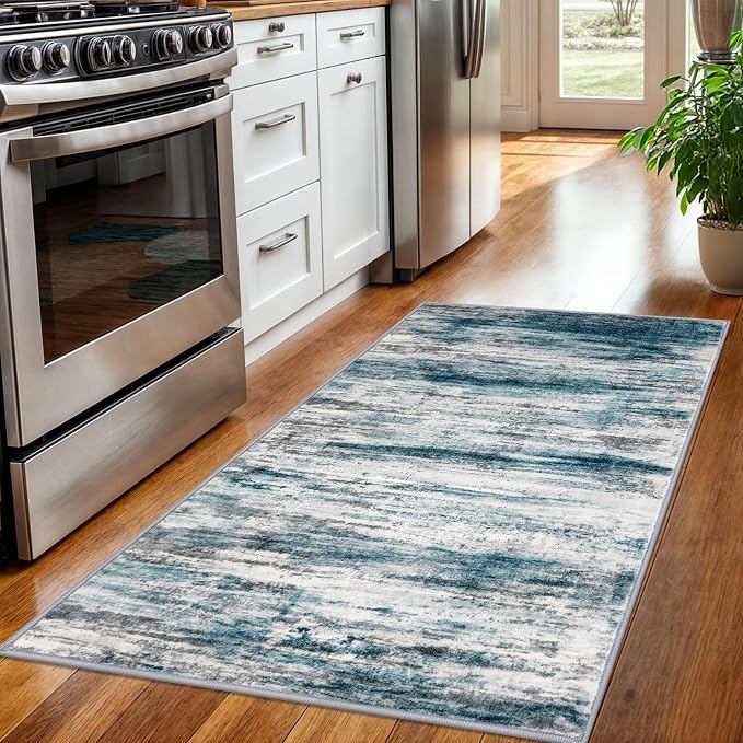 KOZYFLY Modern Abstract 3x5 Entryway Rug Non-Slip Washable Area Rug, Soft - Image 3