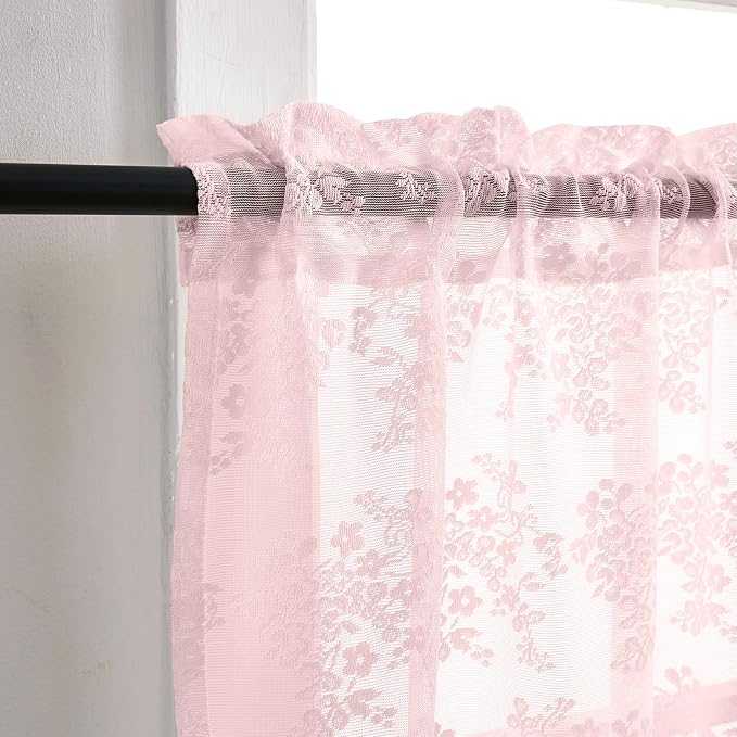 YJ YANJUN Vintage Lace Curtains 36 inch Length 2 Panels - Image 2