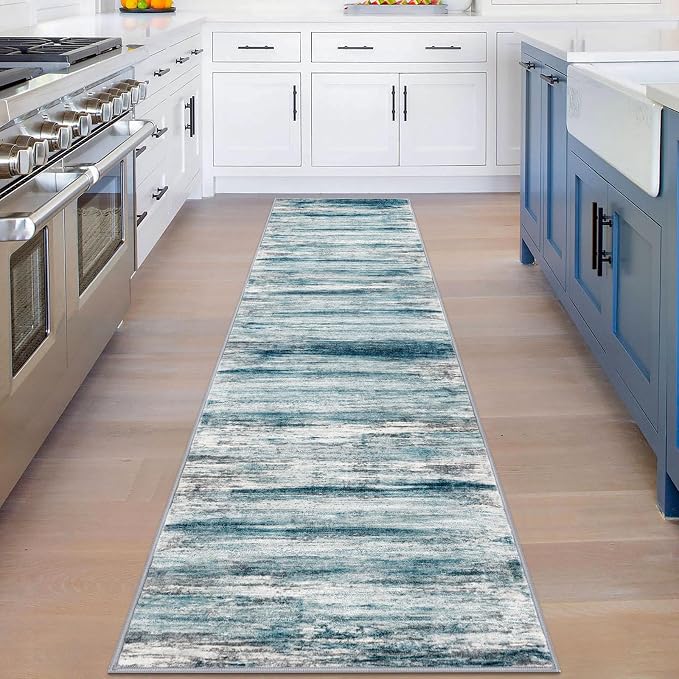 KOZYFLY Modern Abstract Runner Rug, 2x8 Kitchen Rugs Non-Slip Washable Soft - Image 3