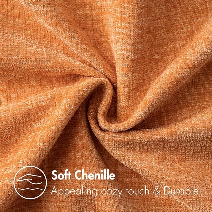 MIULEE Pack of 2 Orange Throw Pillow Covers 20x20 Inch Soft Chenille Pillow - Image 2