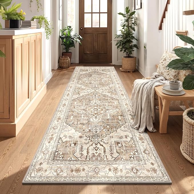 Yamaziot Washable Runner Rug, 3x8 Non-Slip Boho Vintage Hallway Rug by Yamaziot