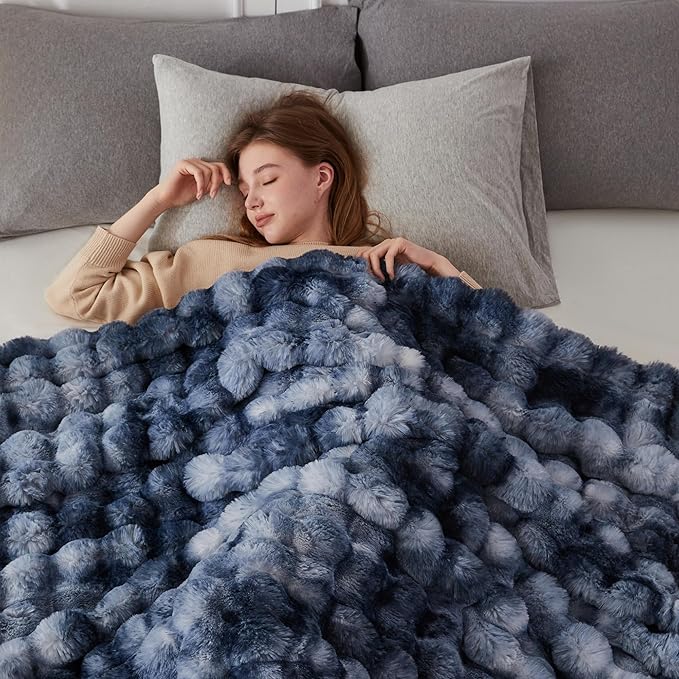 COOVA Faux Fur Throw Blanket for Couch, Cozy Soft and Fuzzy Plush Rabbit Fur - Image 3