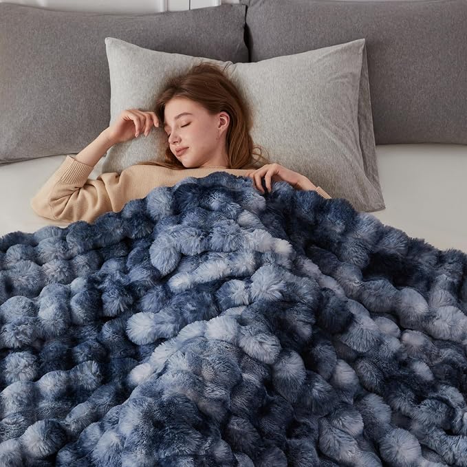 COOVA Faux Fur Throw Blanket for Couch, Cozy Soft and Fuzzy Plush Rabbit Fur - Image 4