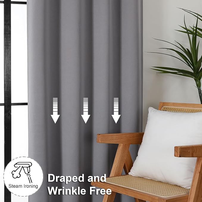 Simplebrand Ava Light Grey Short Blackout Curtains - Image 7