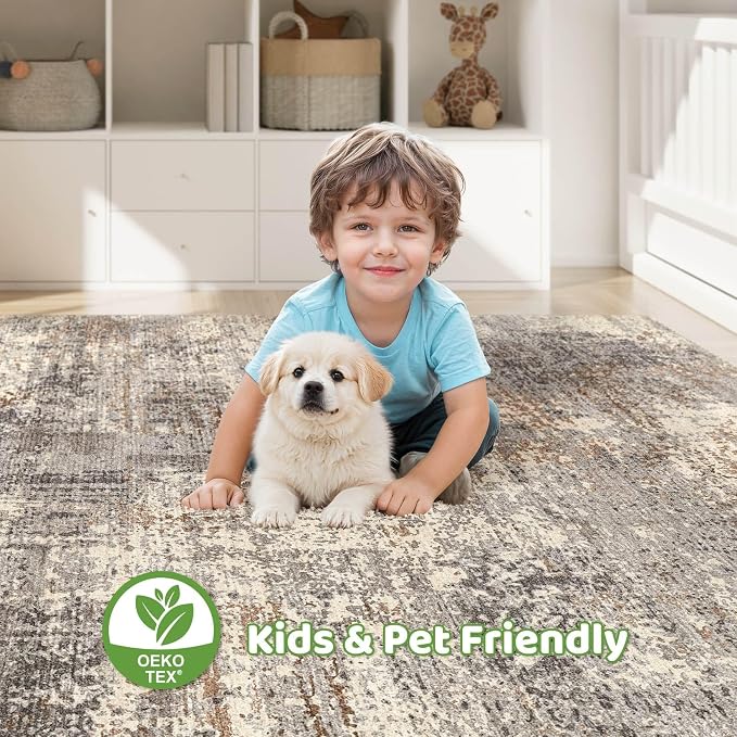 LOONGRUG 12x18 Area Rug Washable Large Neutral Modern Living Room Rugs | - Image 7