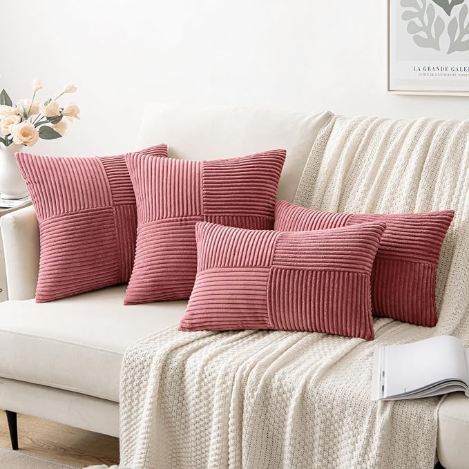 MIULEE Cranberry Red Decorative Throw Pillow Covers 18x18 Inch - Image 4