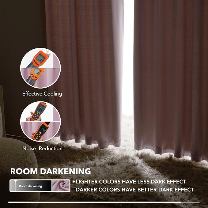 Deconovo Blackout Curtains, Thermal Insulated, W52 x L95 2 Panels, Back Tab - Image 7
