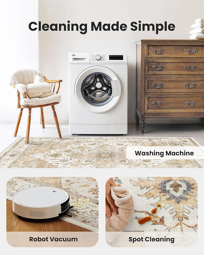 AMADA HOMEFURNISHING 2x5 Washable Runner Rug, Low-Profile Kitchen Rugs - Image 3