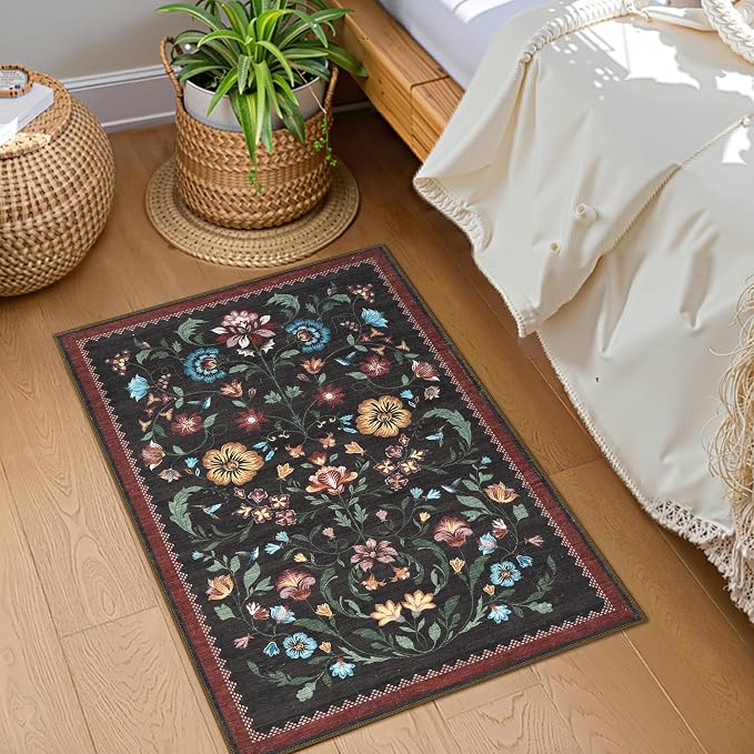 GarveeHome Floral Rug for Entryway 2x3 Rugs Machine Washable Boho Small Area - Image 2