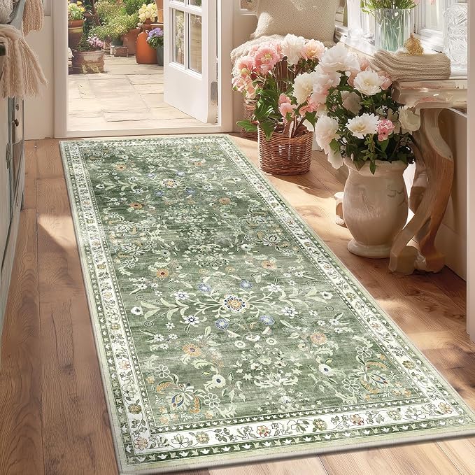 Yamaziot Washable Runner Rug 3x6 – Floral Non Slip Boho Hallway Runner Rug by Yamaziot