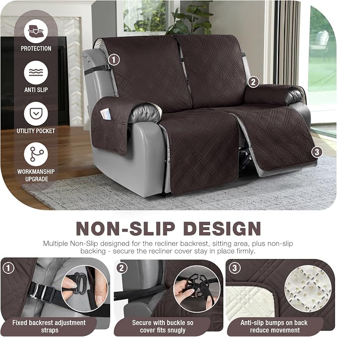 TAOCOCO 100% Waterproof Oversized Loveseat Recliner Cover, Non Slip Split Couch - Image 4