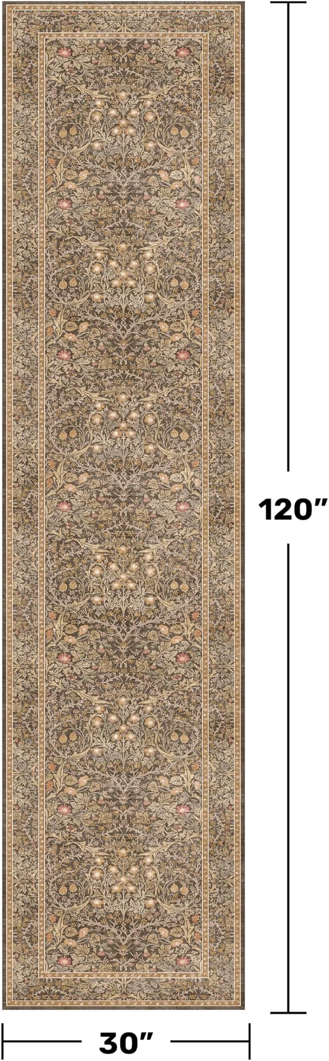 Brown 2'6" x 10' Hallway Runner Rug Non Slip - Image 2