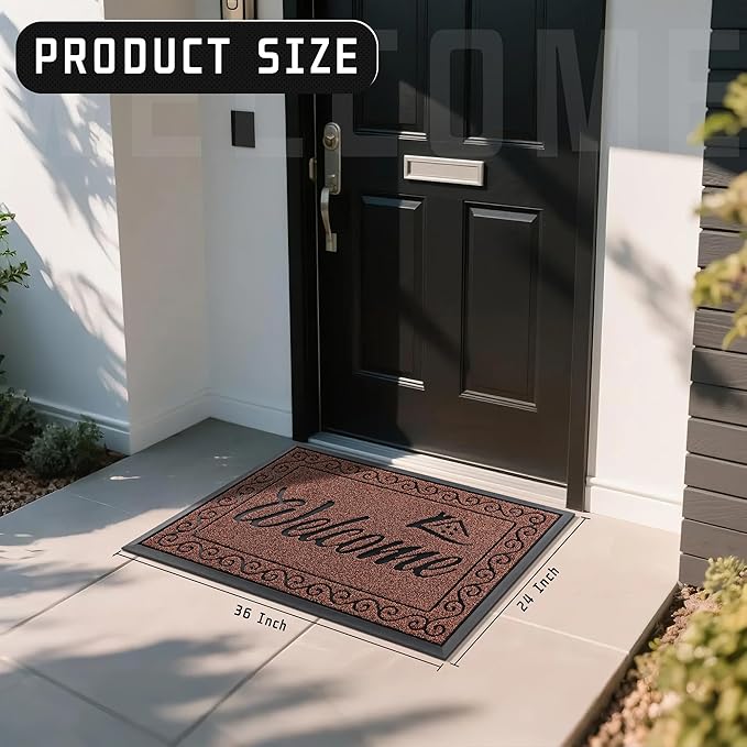 Yimobra Welcome Mat Outdoor Indoor, Waterproof Heavy Duty Front Door Mat - Image 2