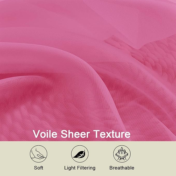 Extra Long Sheer Hot Pink Curtains - Image 3