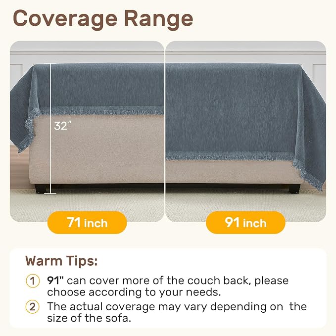 2 Pieces Sectional Couch Covers L Shaped Cover XL Dusty Blue | Thick Washable - Image 5