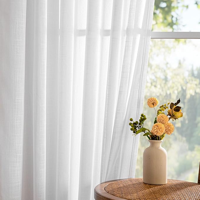 MYSKY HOME Floor to Ceiling Curtains 120 Inches White Sheer Window Drapes 2 - Image 9