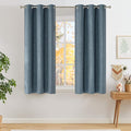 NICETOWN Short Faux Linen Mist Blue Blackout Curtains 63 inches Long by NICETOWN